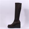 Marco Moreo Liege Studed Knee High Wedge - Brown Stretch